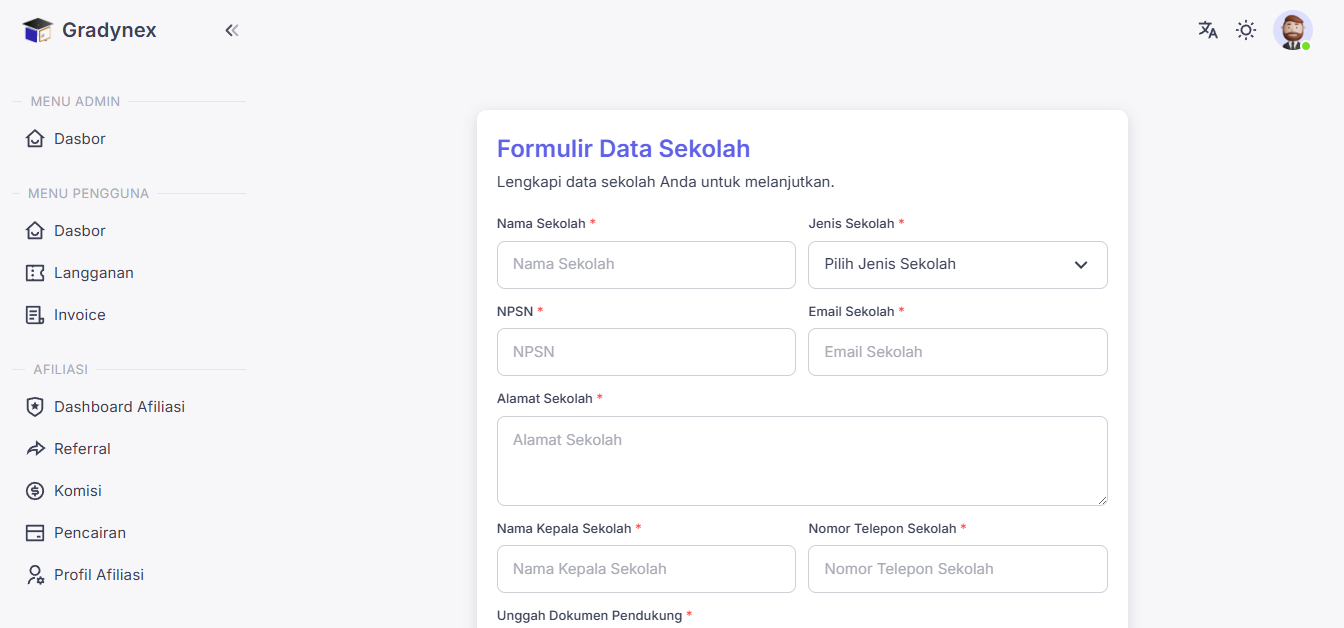 Lengkapi Data Sekolah